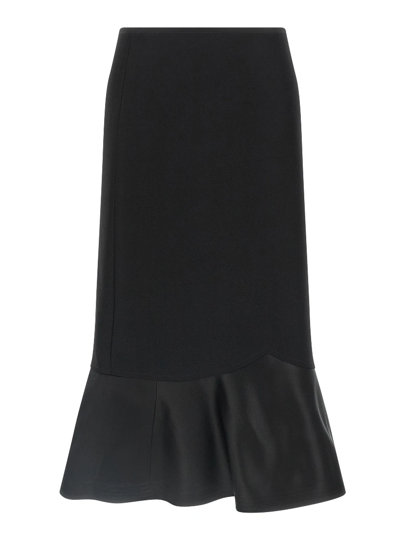 Black Virgin Wool Midi Skirt