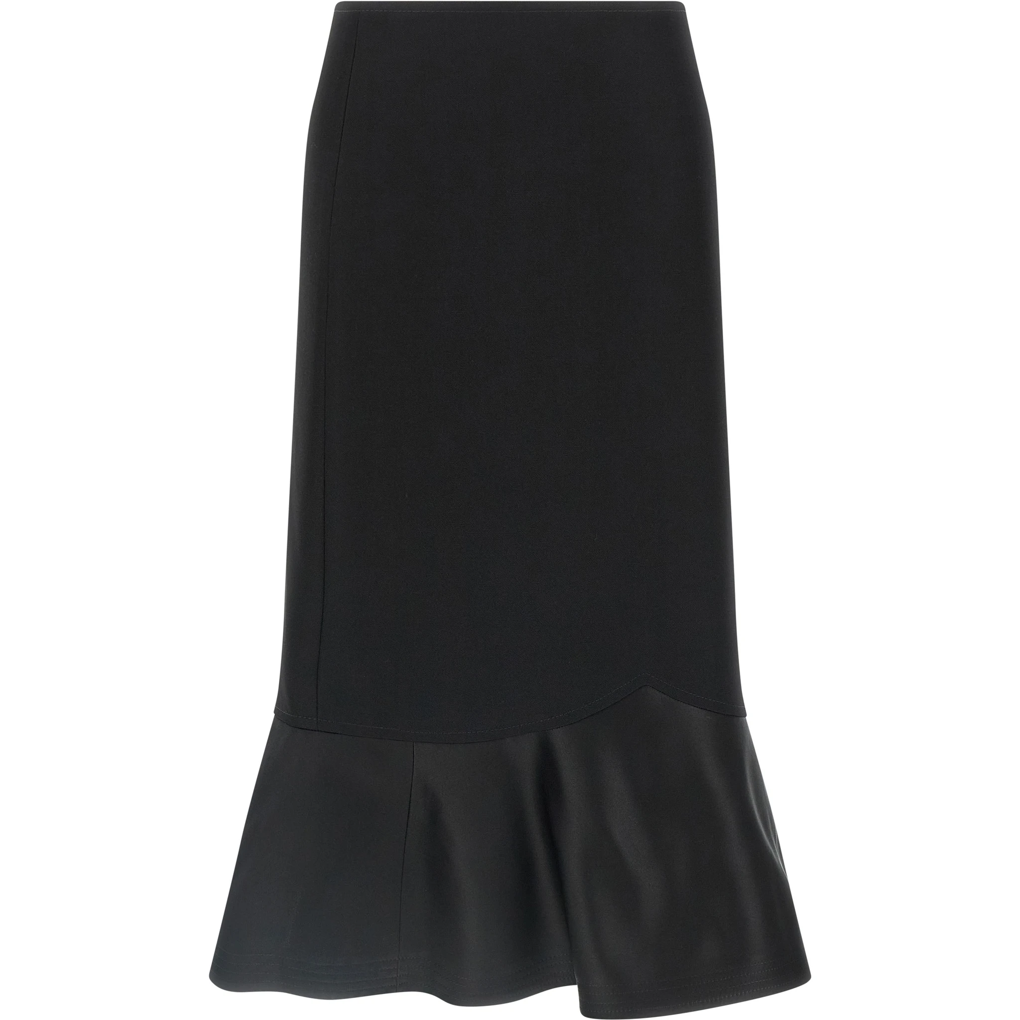 Black Virgin Wool Midi Skirt