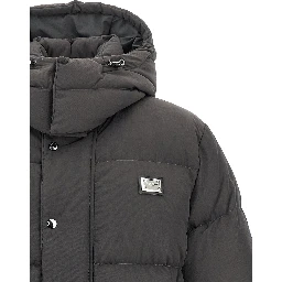 Gray Polyamide Full-Length Jacket
