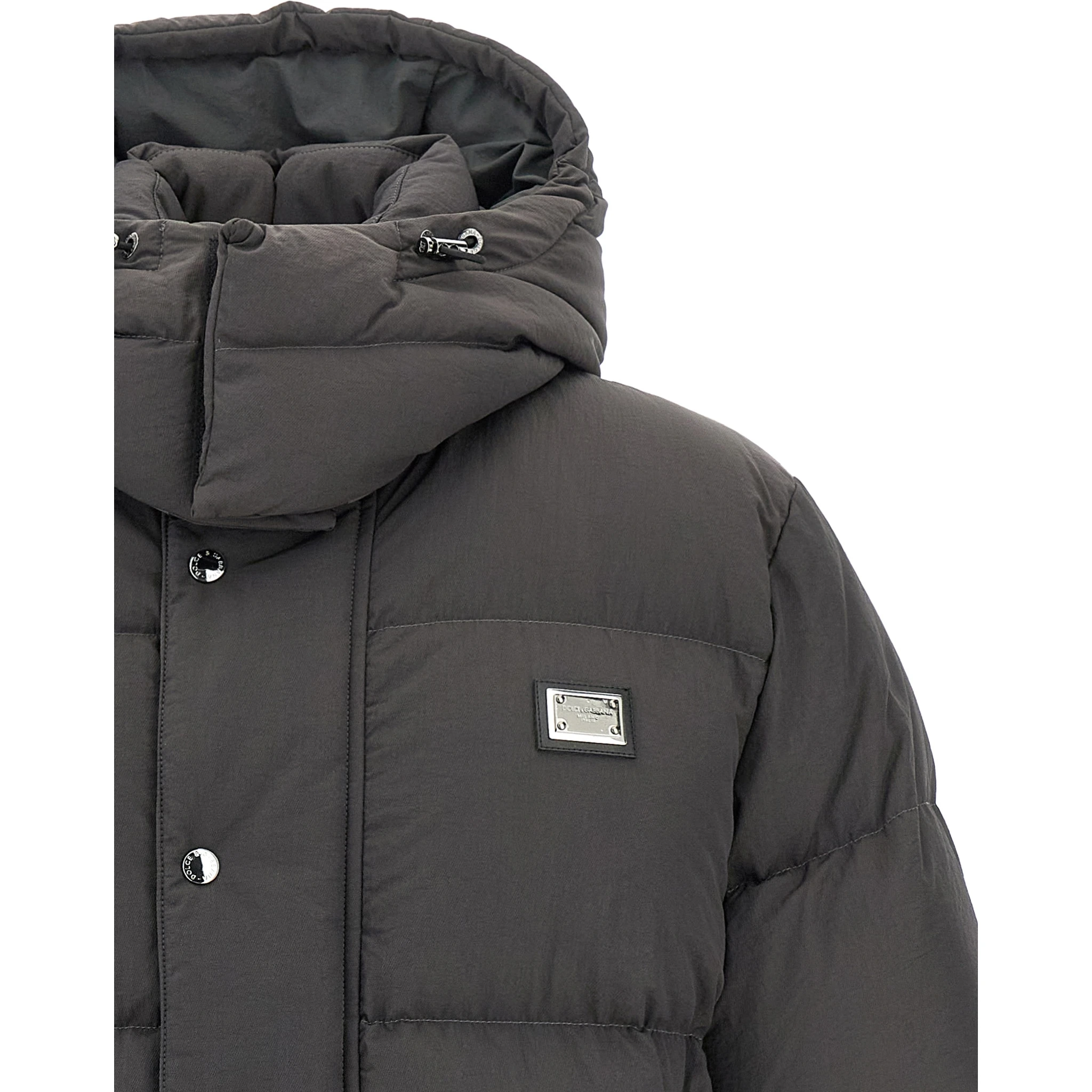 Gray Polyamide Full-Length Jacket