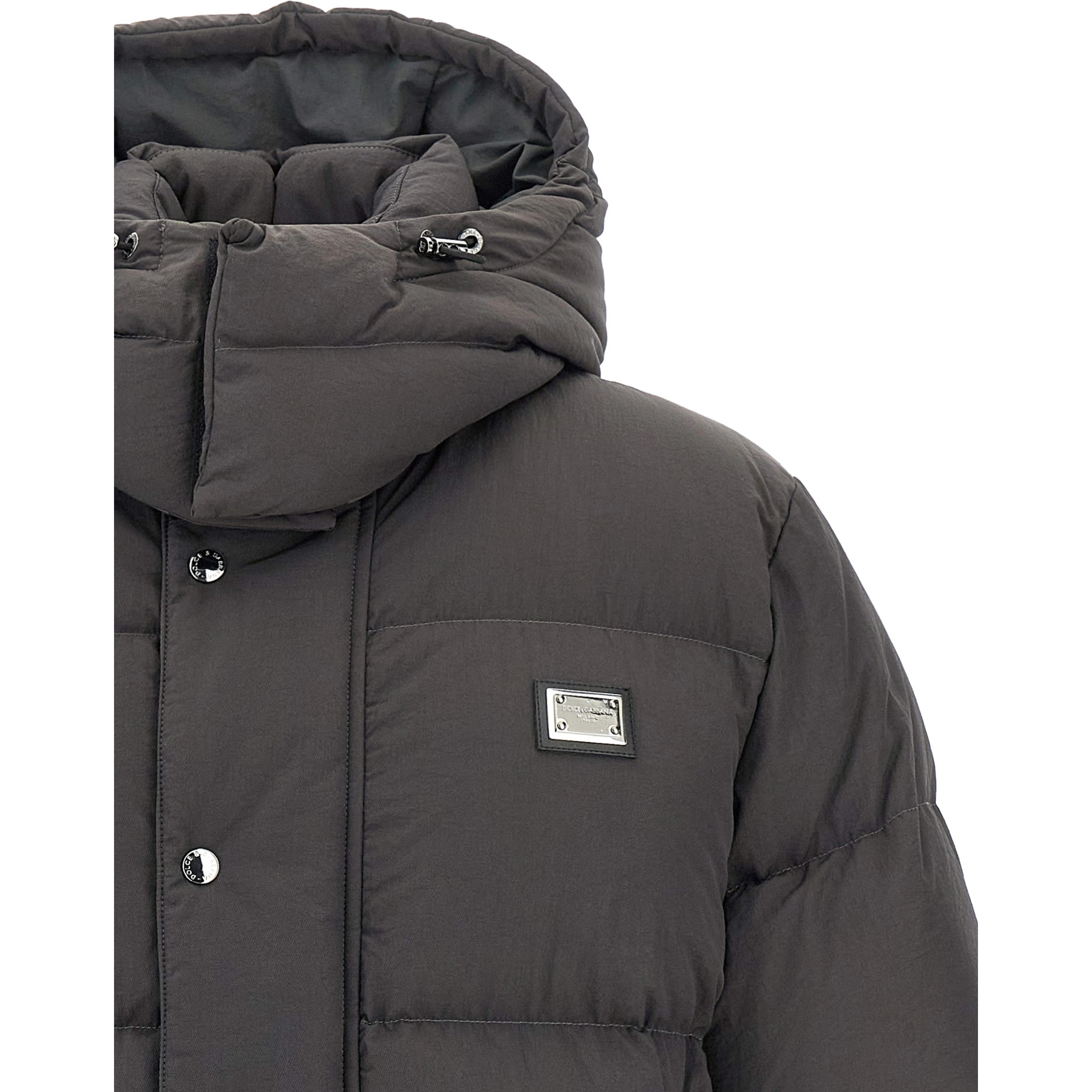 Gray Polyamide Full-Length Jacket