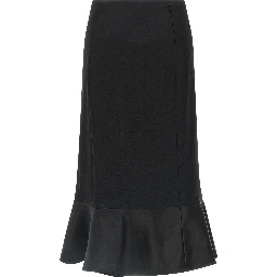 Black Virgin Wool Midi Skirt