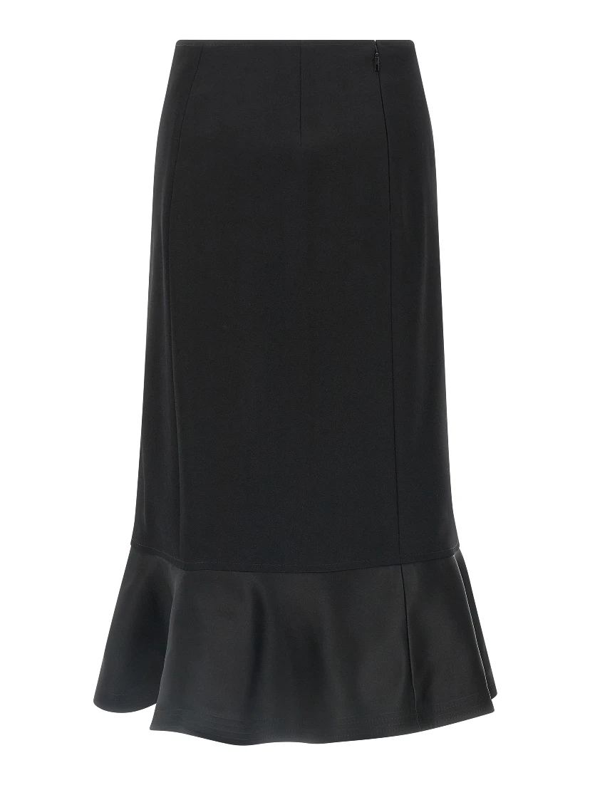 Black Virgin Wool Midi Skirt