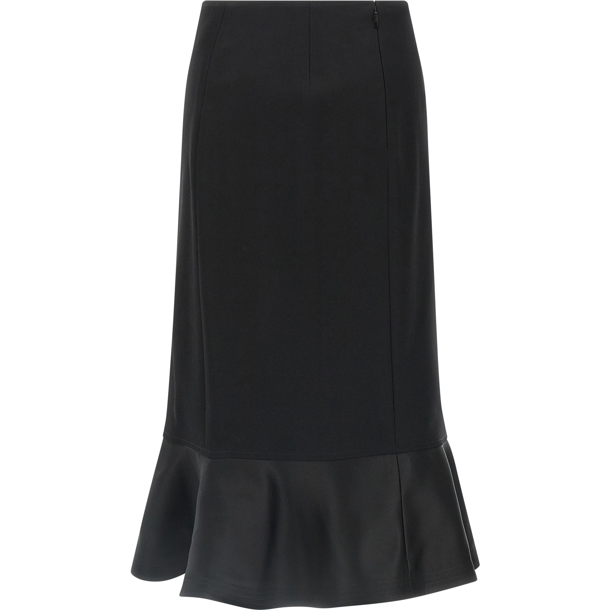 Black Virgin Wool Midi Skirt