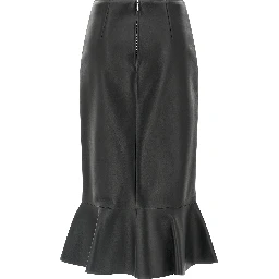 Black Lamb Leather Midi Skirt