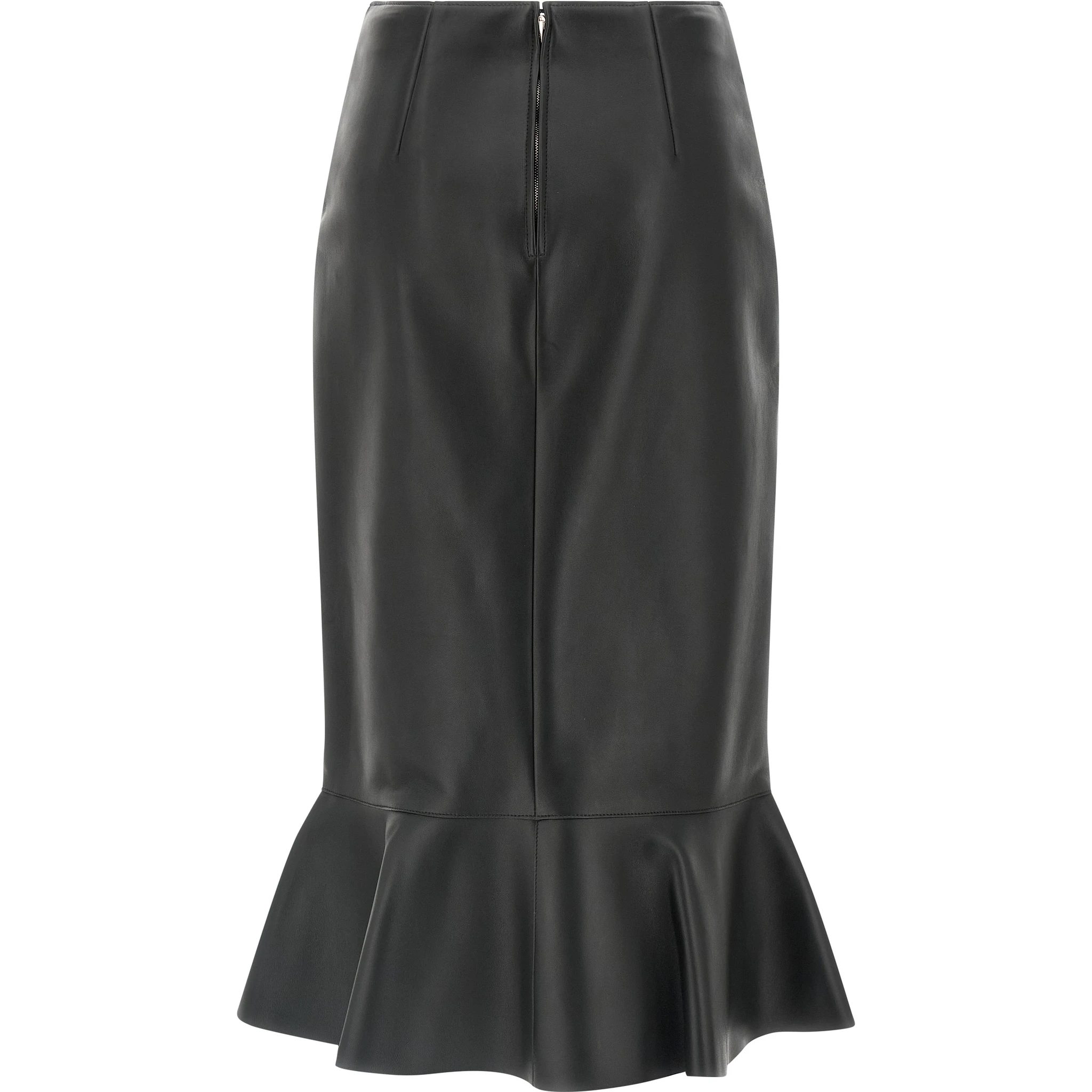 Black Lamb Leather Midi Skirt