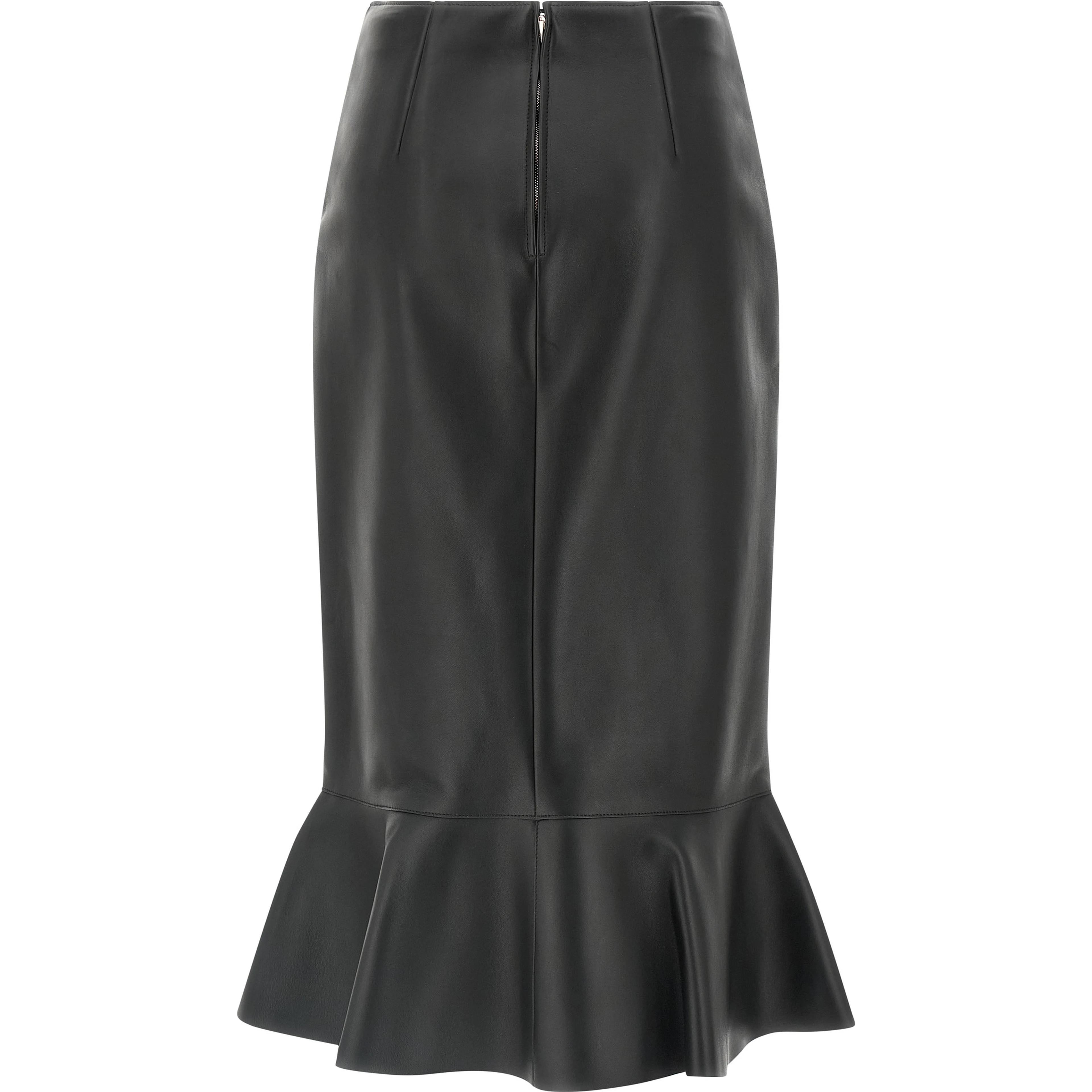 Black Lamb Leather Midi Skirt