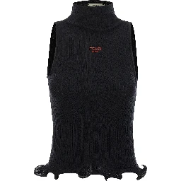 Black Polyester Sleeveles T-Shirt