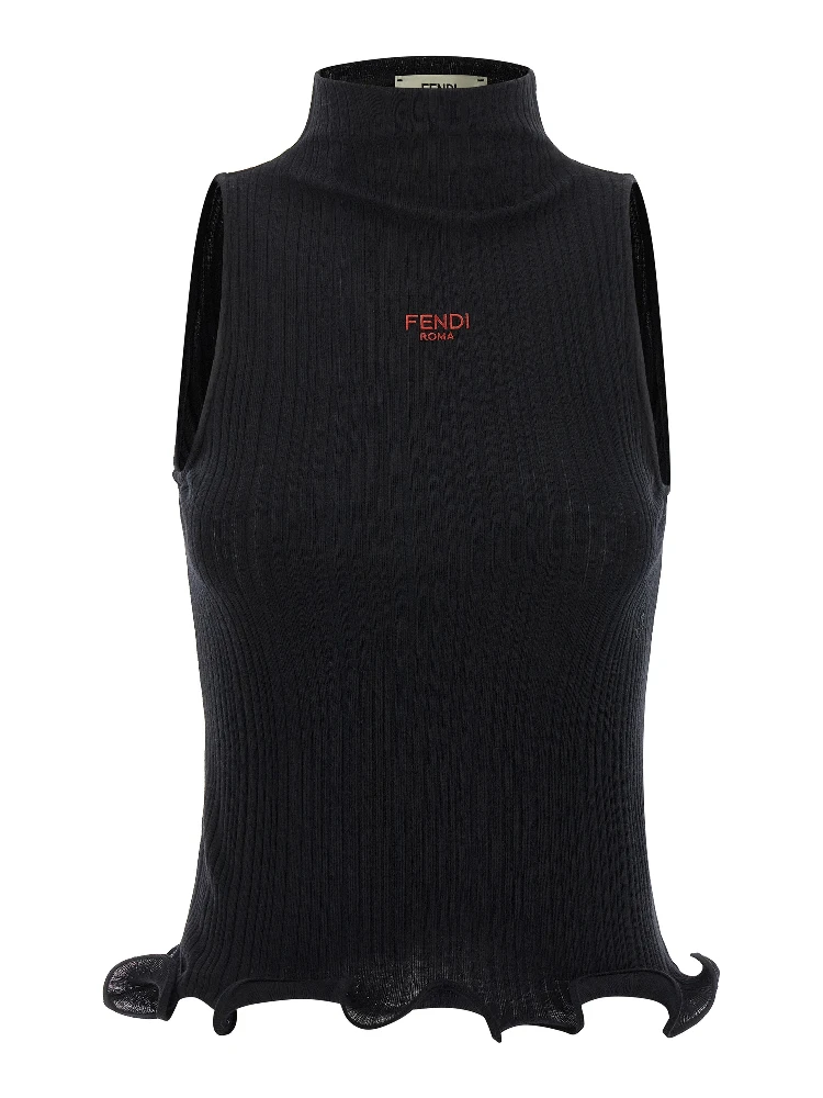 Black Polyester Sleeveles T-Shirt
