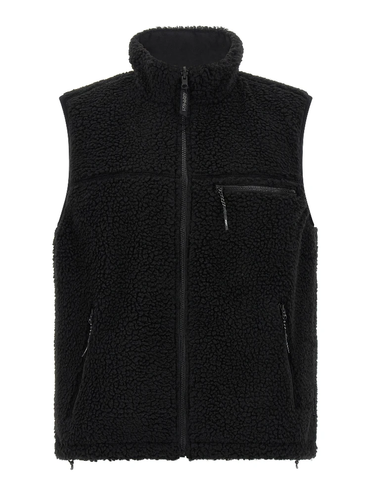 Black Polyester Sleeveless Jacket