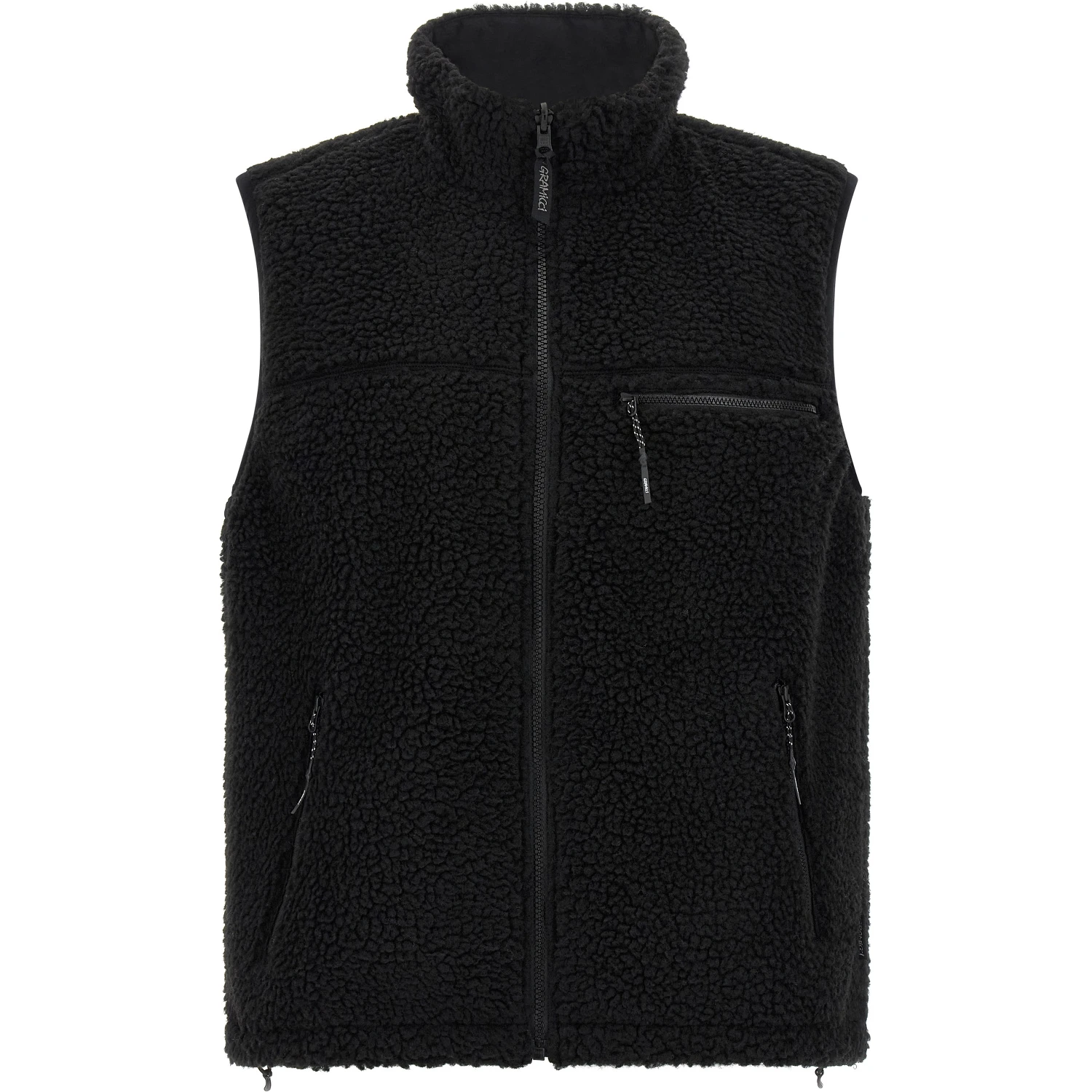 Black Polyester Sleeveless Jacket