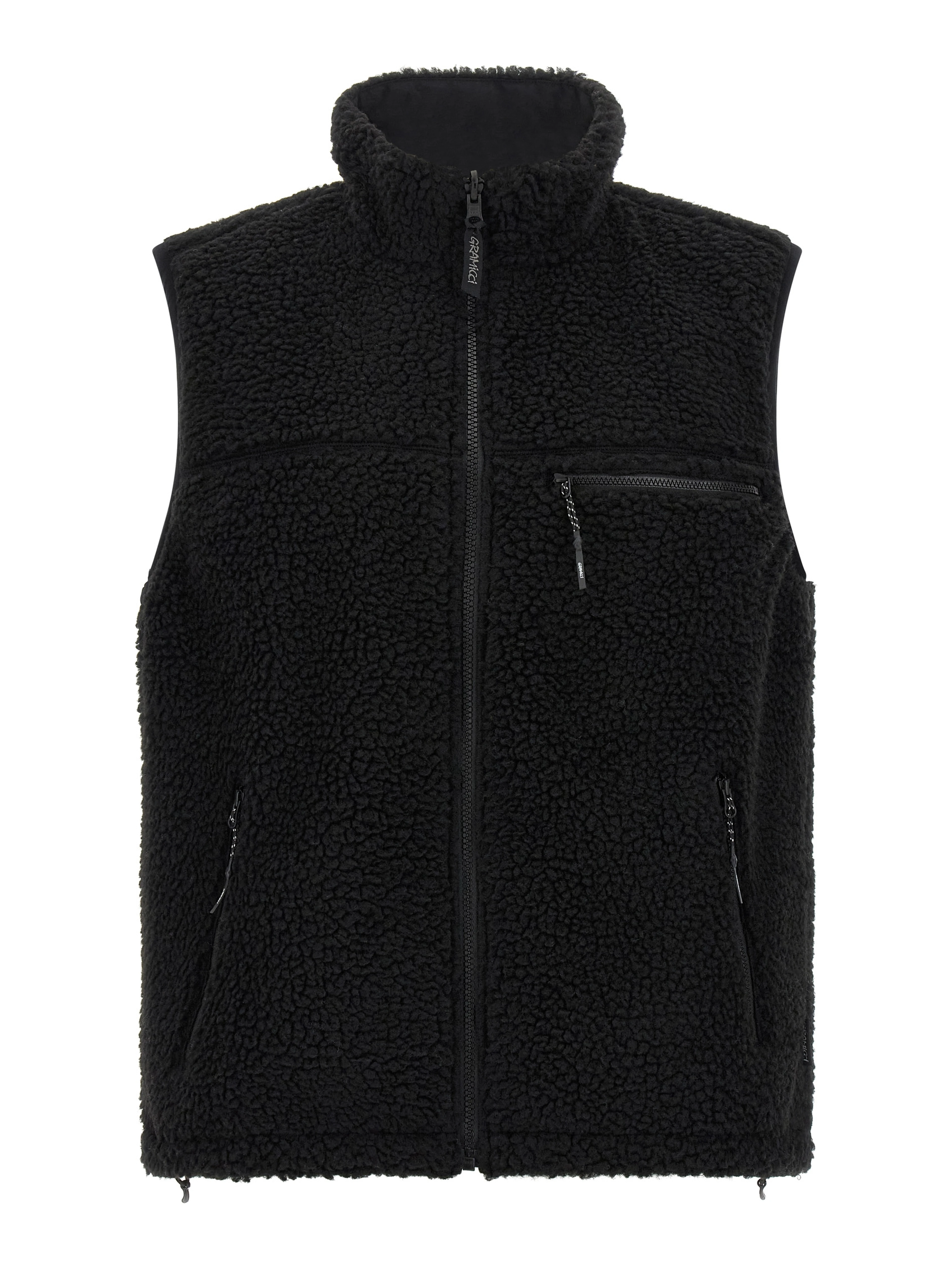 Black Polyester Sleeveless Jacket