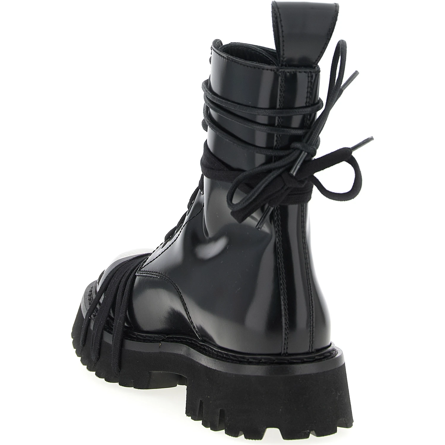 Black Calfskin Lace-Up Boots