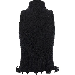 Black Polyester Sleeveles T-Shirt