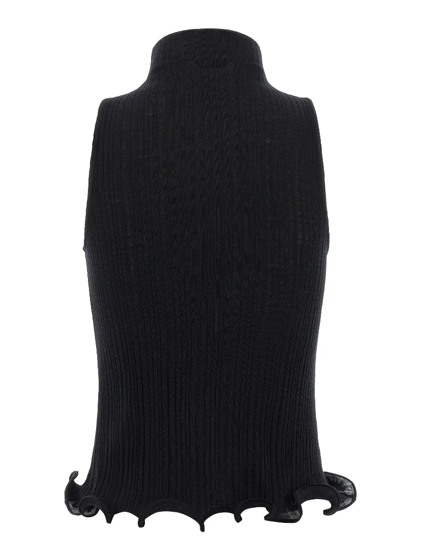 Black Polyester Sleeveles T-Shirt