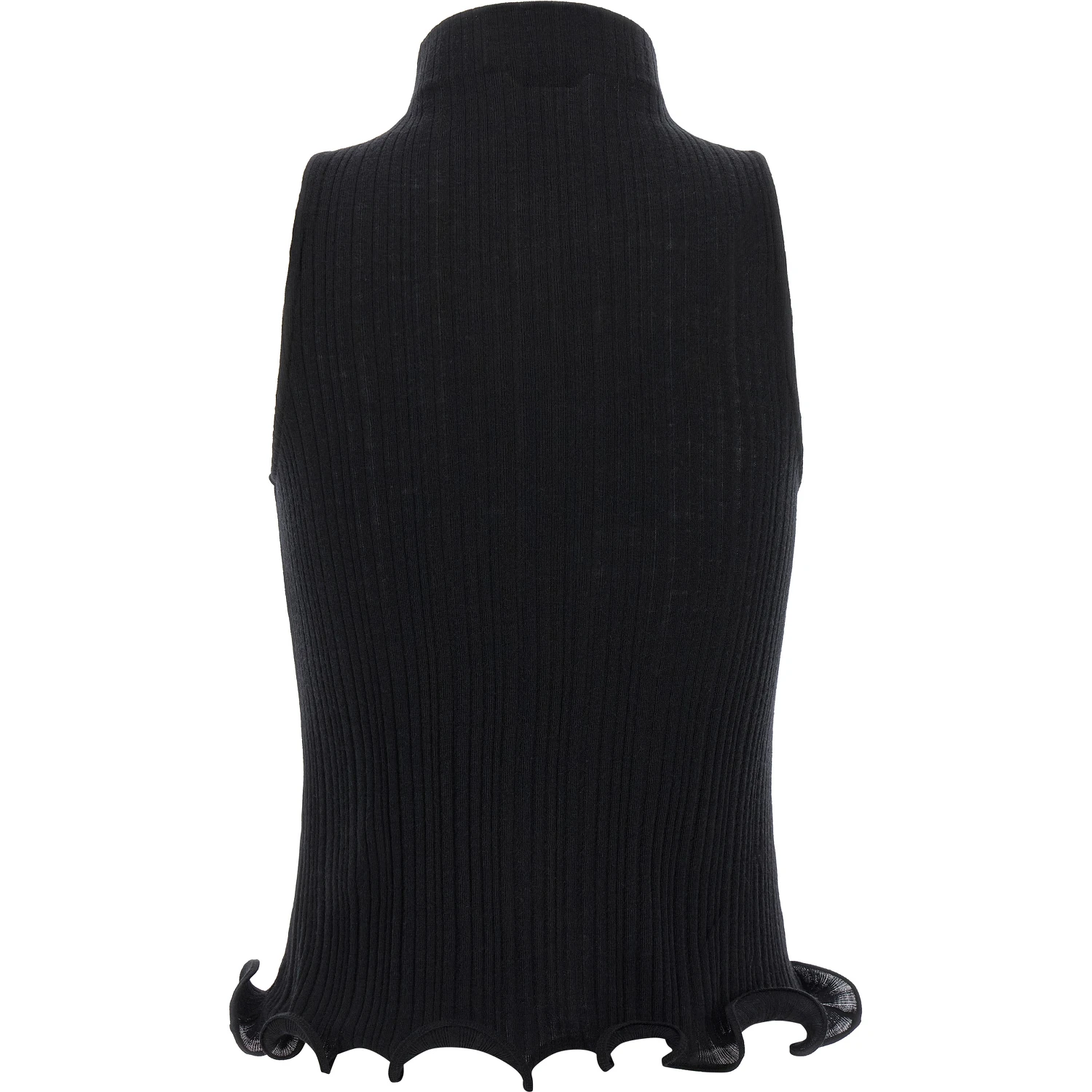 Black Polyester Sleeveles T-Shirt