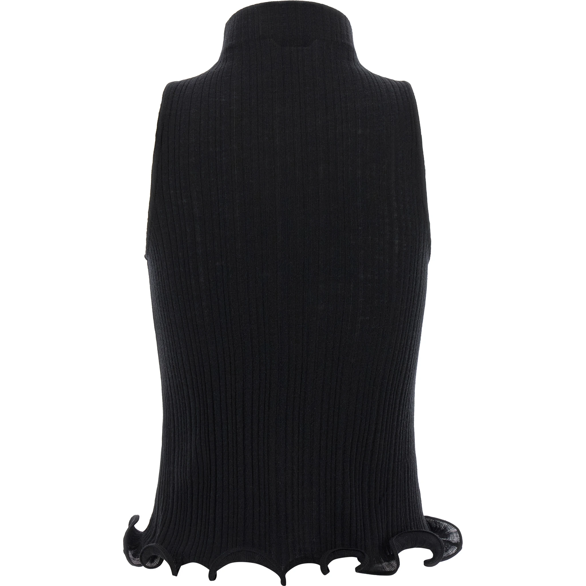 Black Polyester Sleeveles T-Shirt