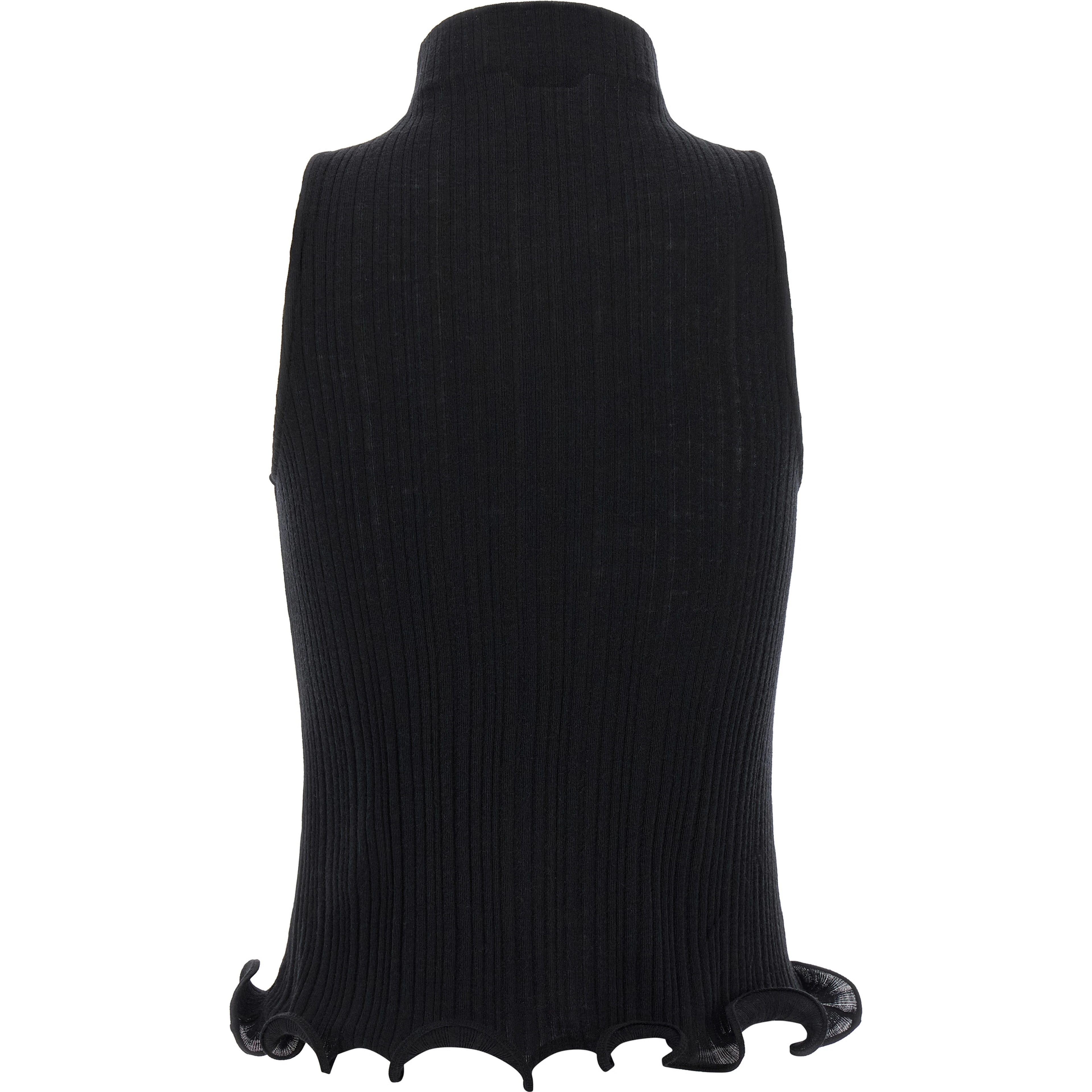Black Polyester Sleeveles T-Shirt