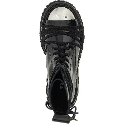 Black Calfskin Lace-Up Boots