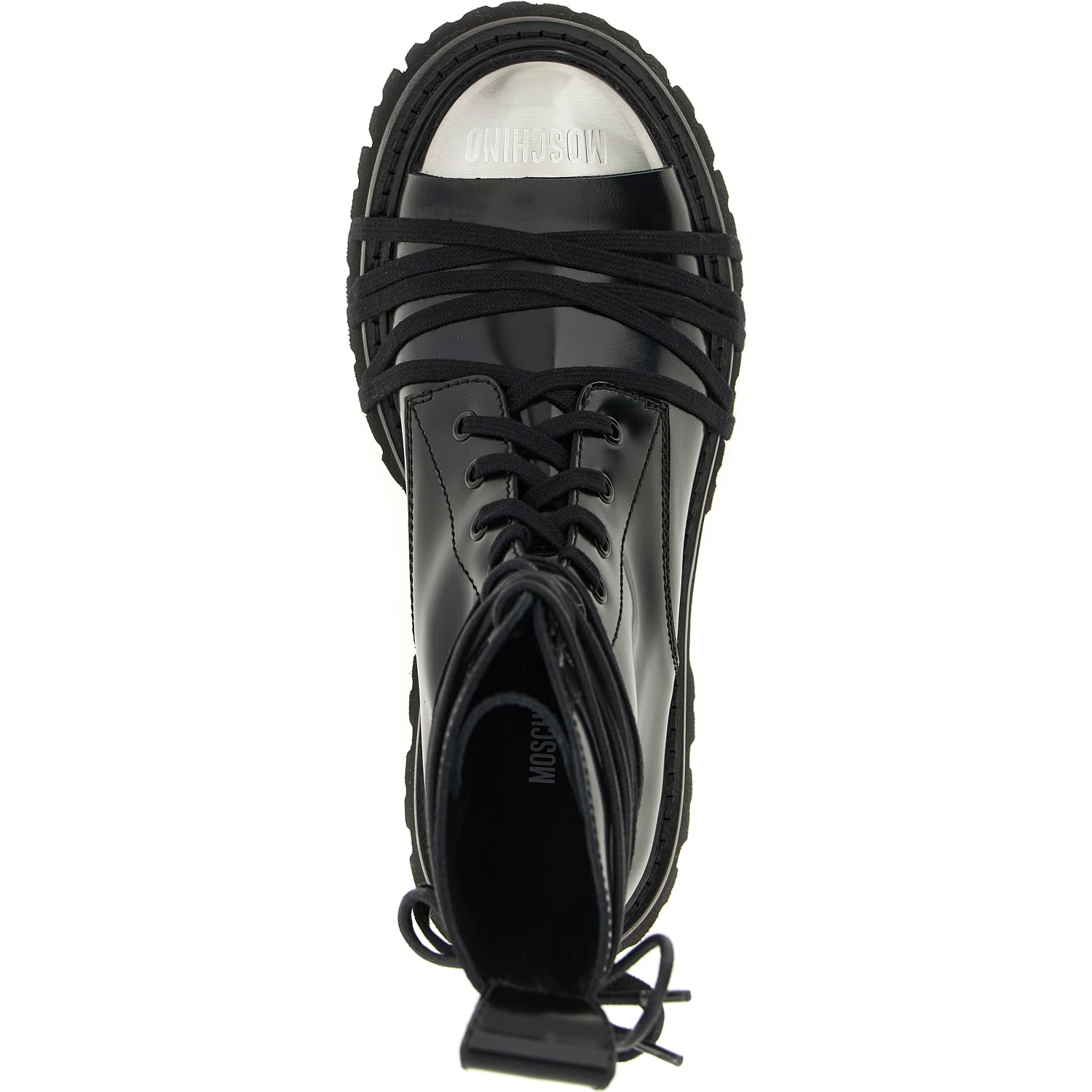 Black Calfskin Lace-Up Boots