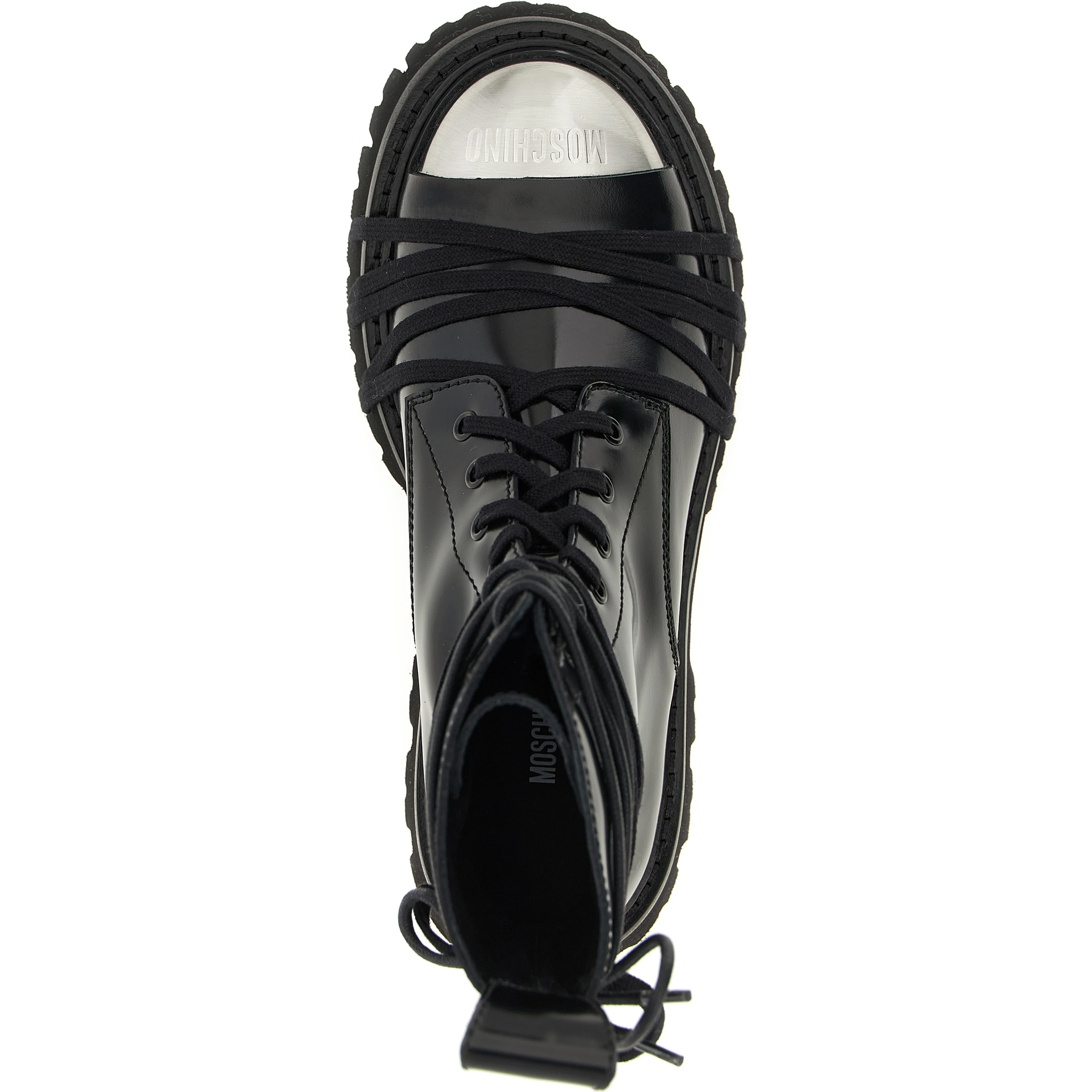 Black Calfskin Lace-Up Boots
