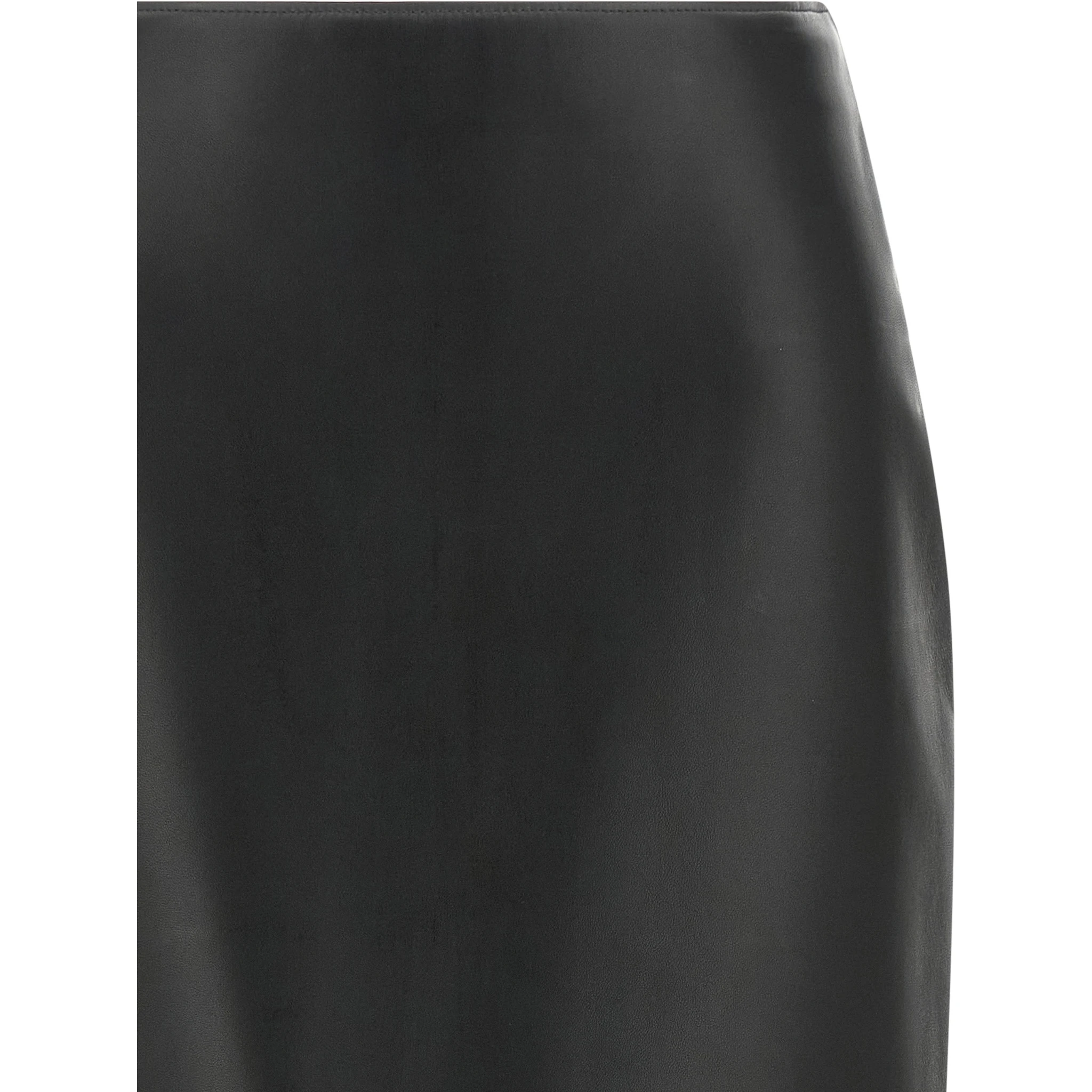 Black Lamb Leather Midi Skirt