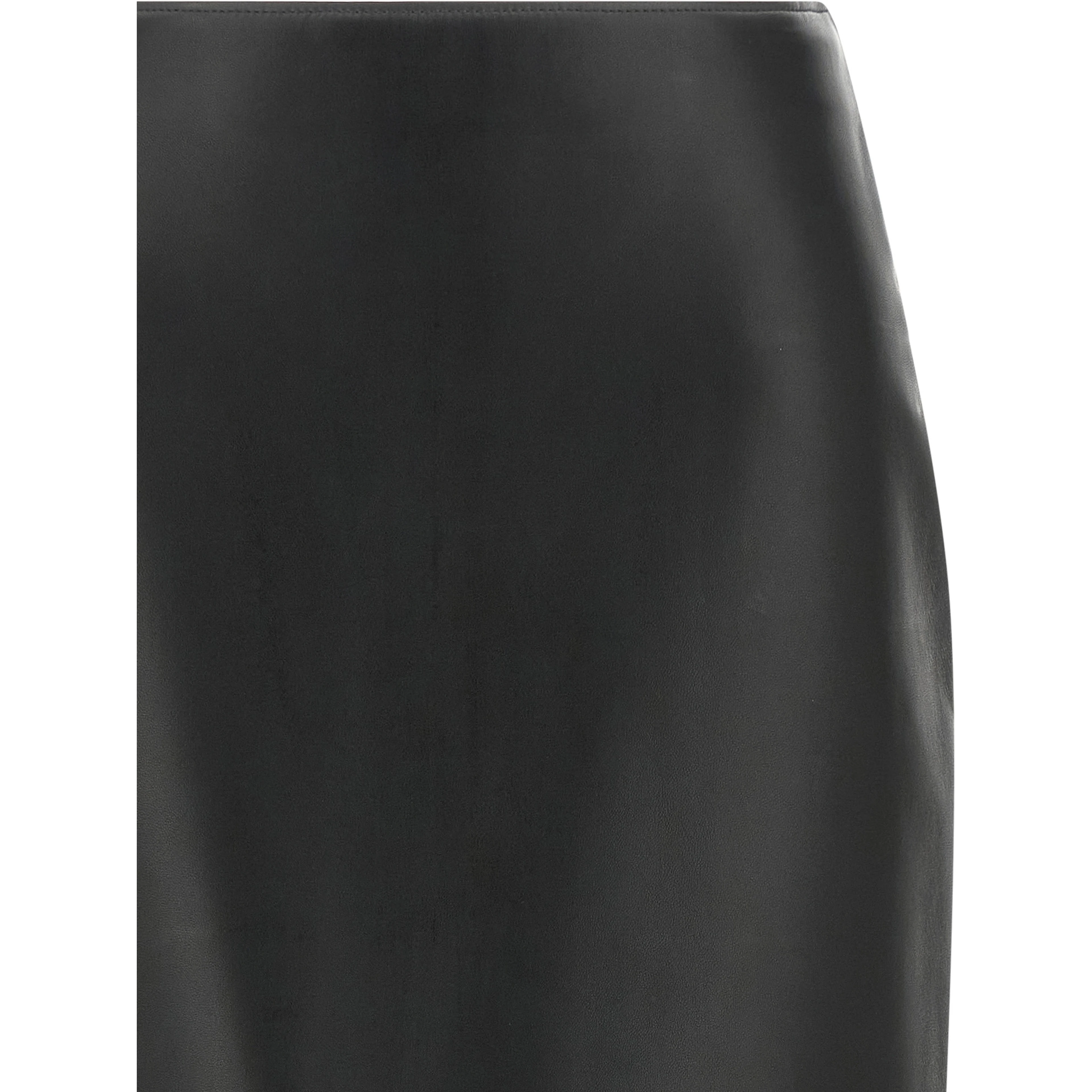 Black Lamb Leather Midi Skirt