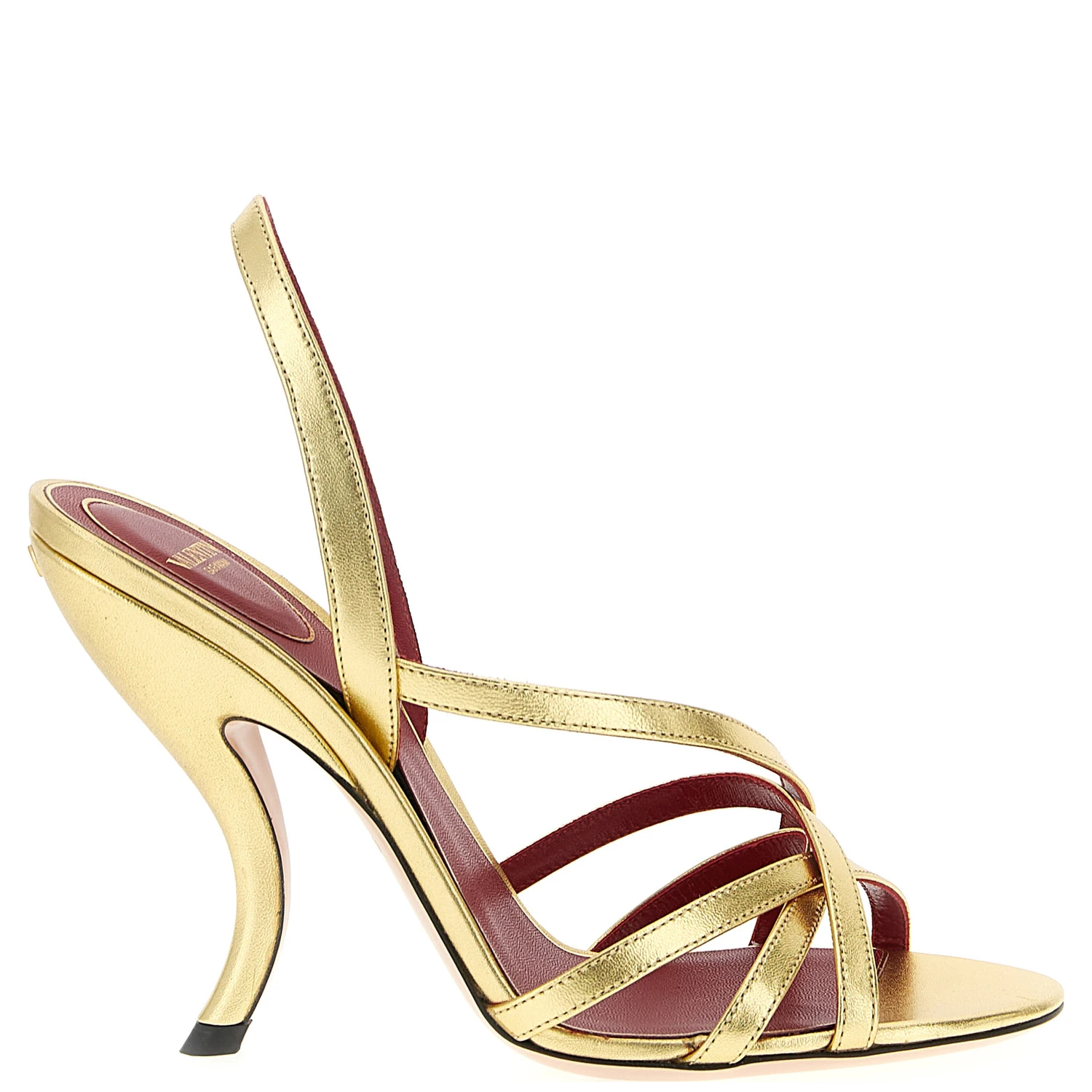 Gold Lambskin Stiletto Heel Sandals