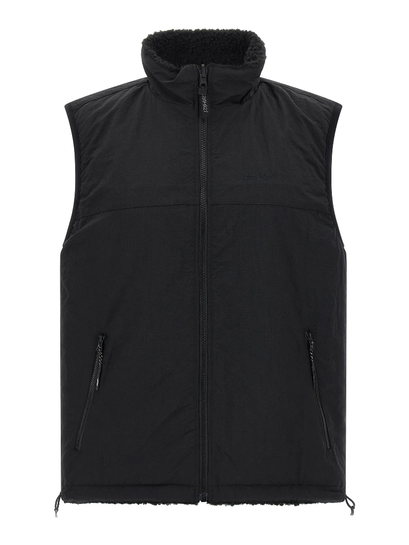 Black Polyester Sleeveless Jacket