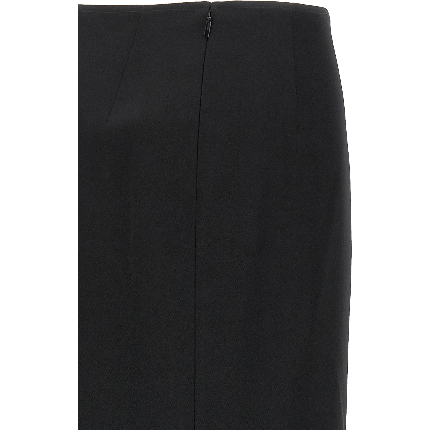Black Virgin Wool Midi Skirt
