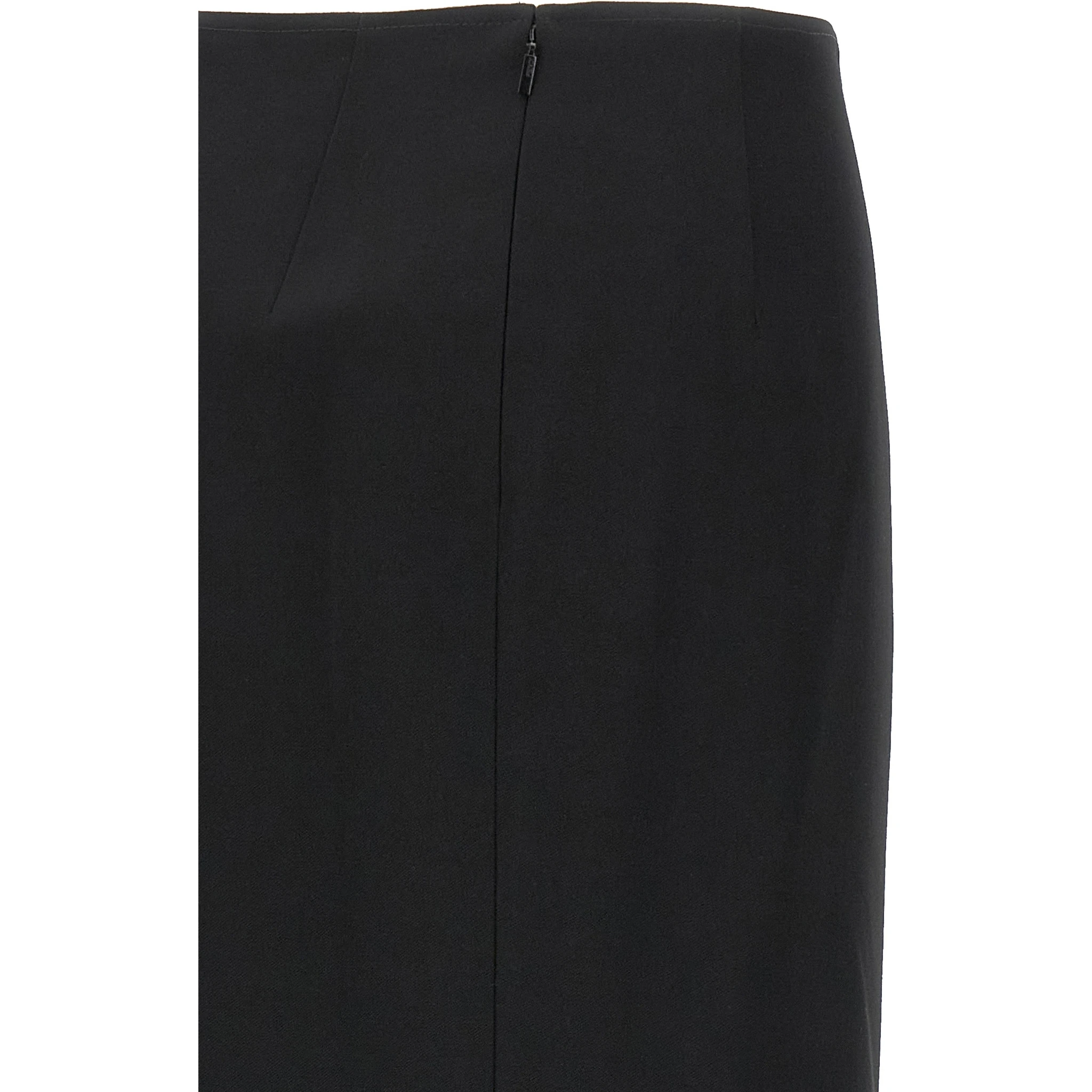 Black Virgin Wool Midi Skirt