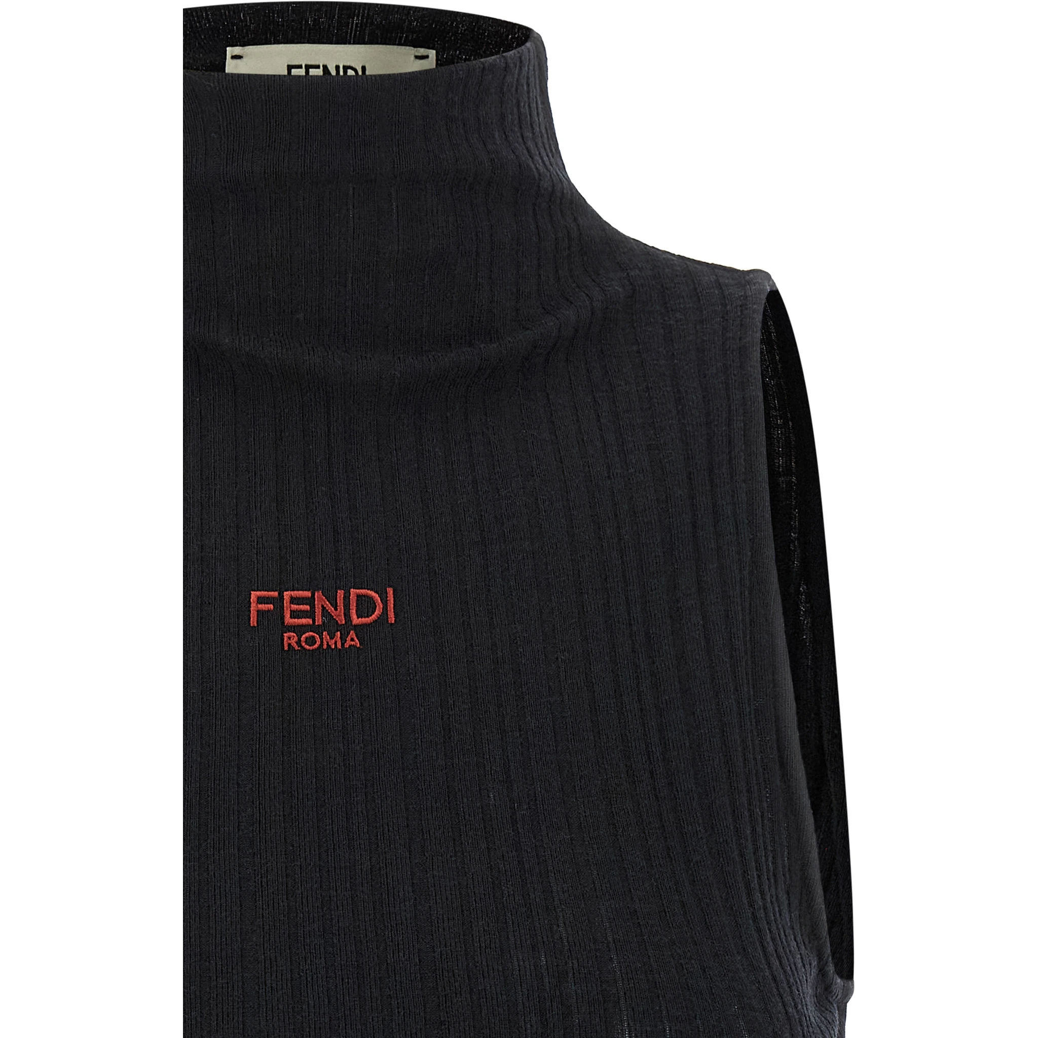 Black Polyester Sleeveles T-Shirt