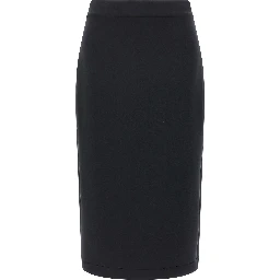 Black Polyester Midi Skirt