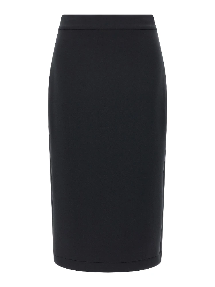 Black Polyester Midi Skirt