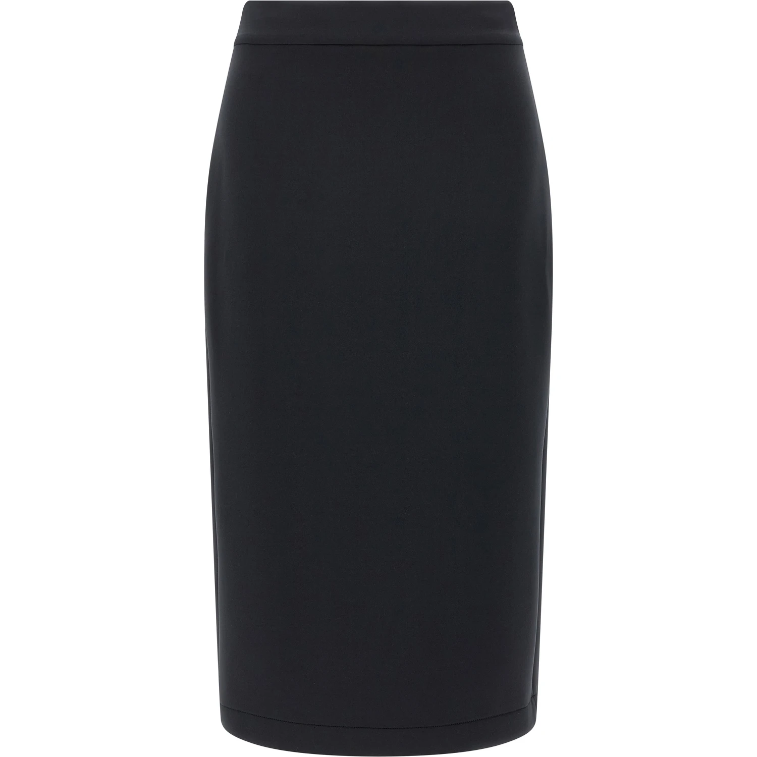Black Polyester Midi Skirt