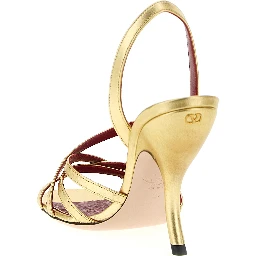 Gold Lambskin Stiletto Heel Sandals