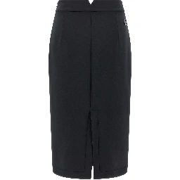 Black Polyester Midi Skirt