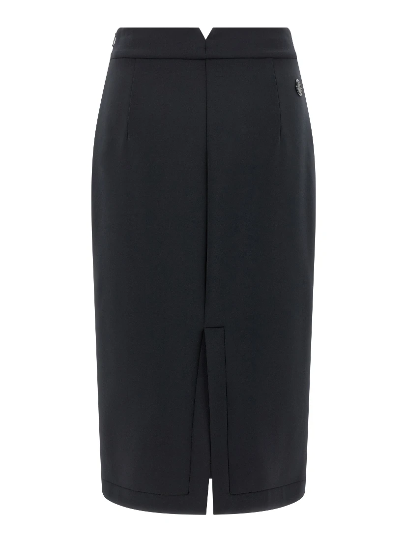 Black Polyester Midi Skirt