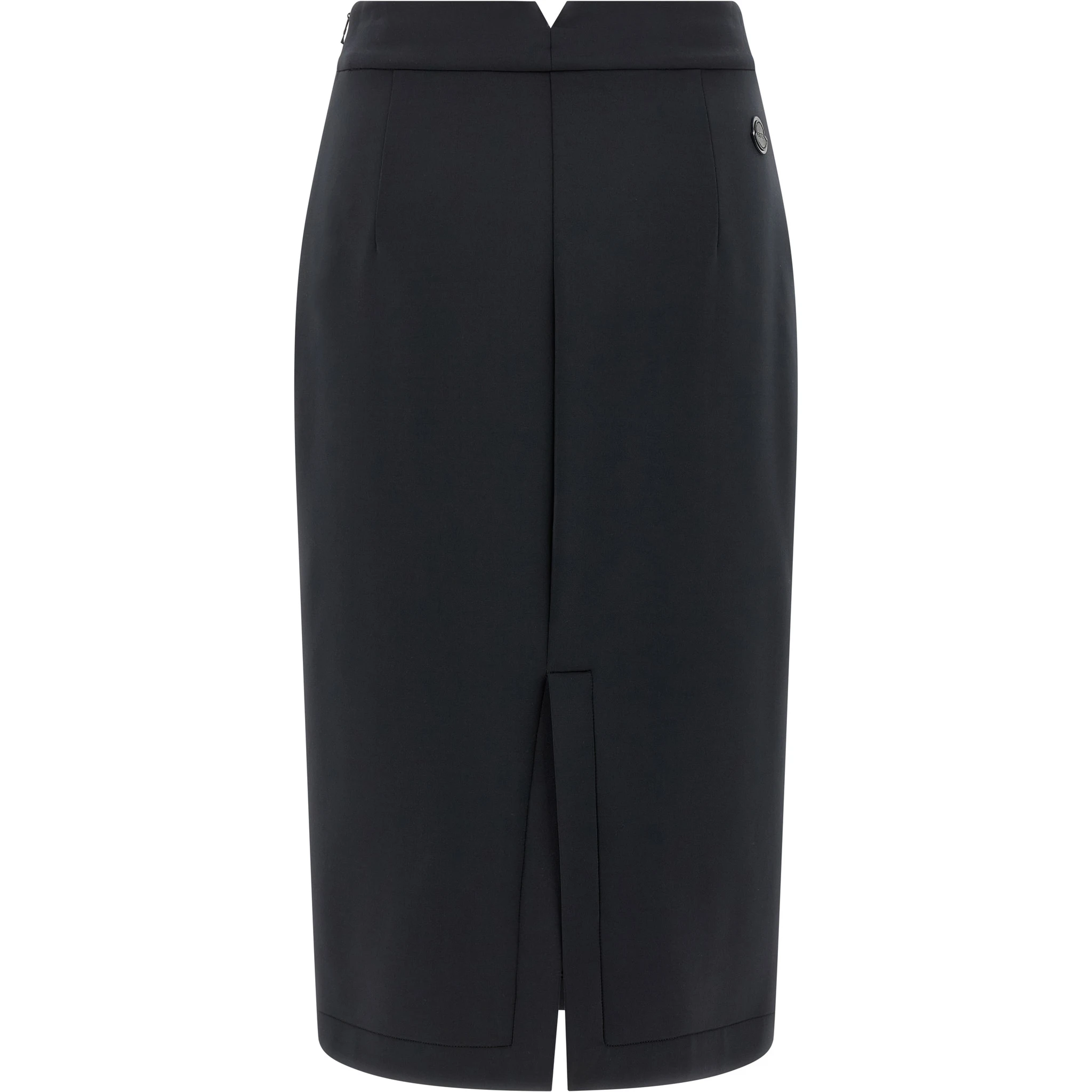 Black Polyester Midi Skirt