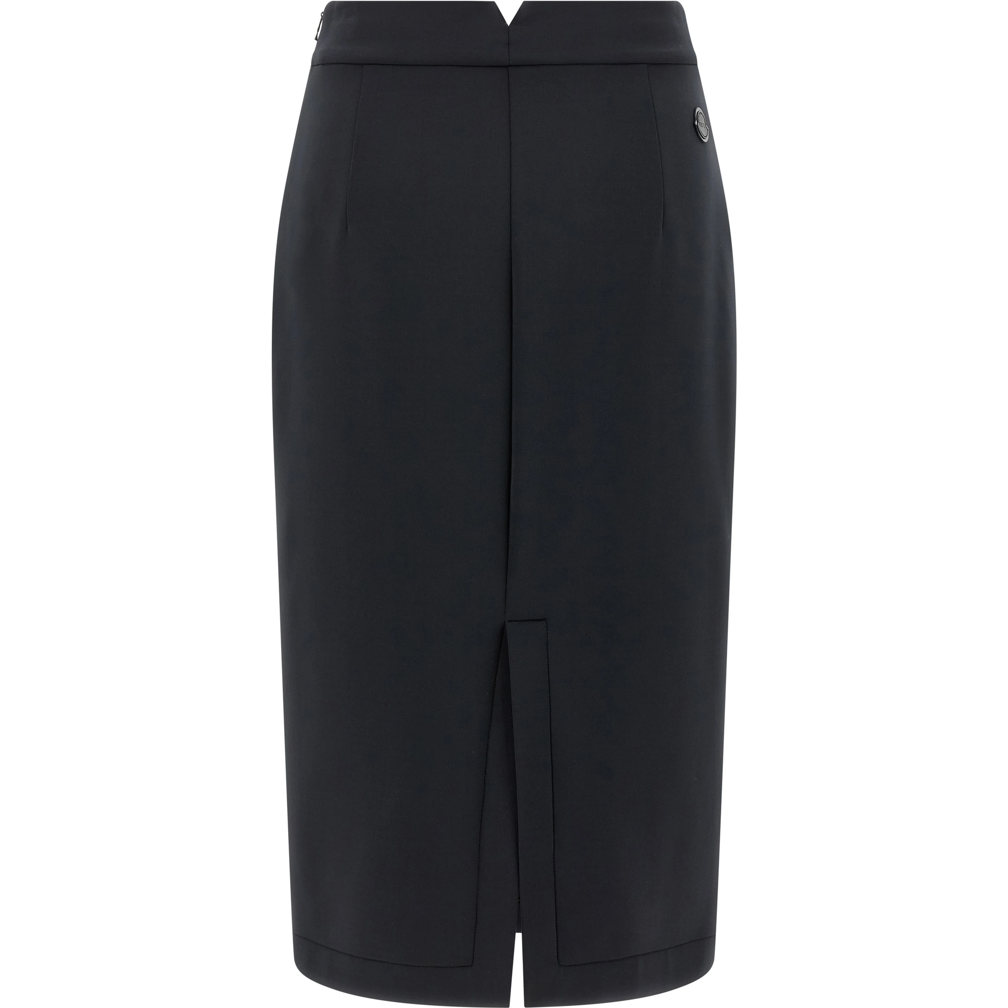 Black Polyester Midi Skirt