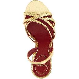Gold Lambskin Stiletto Heel Sandals
