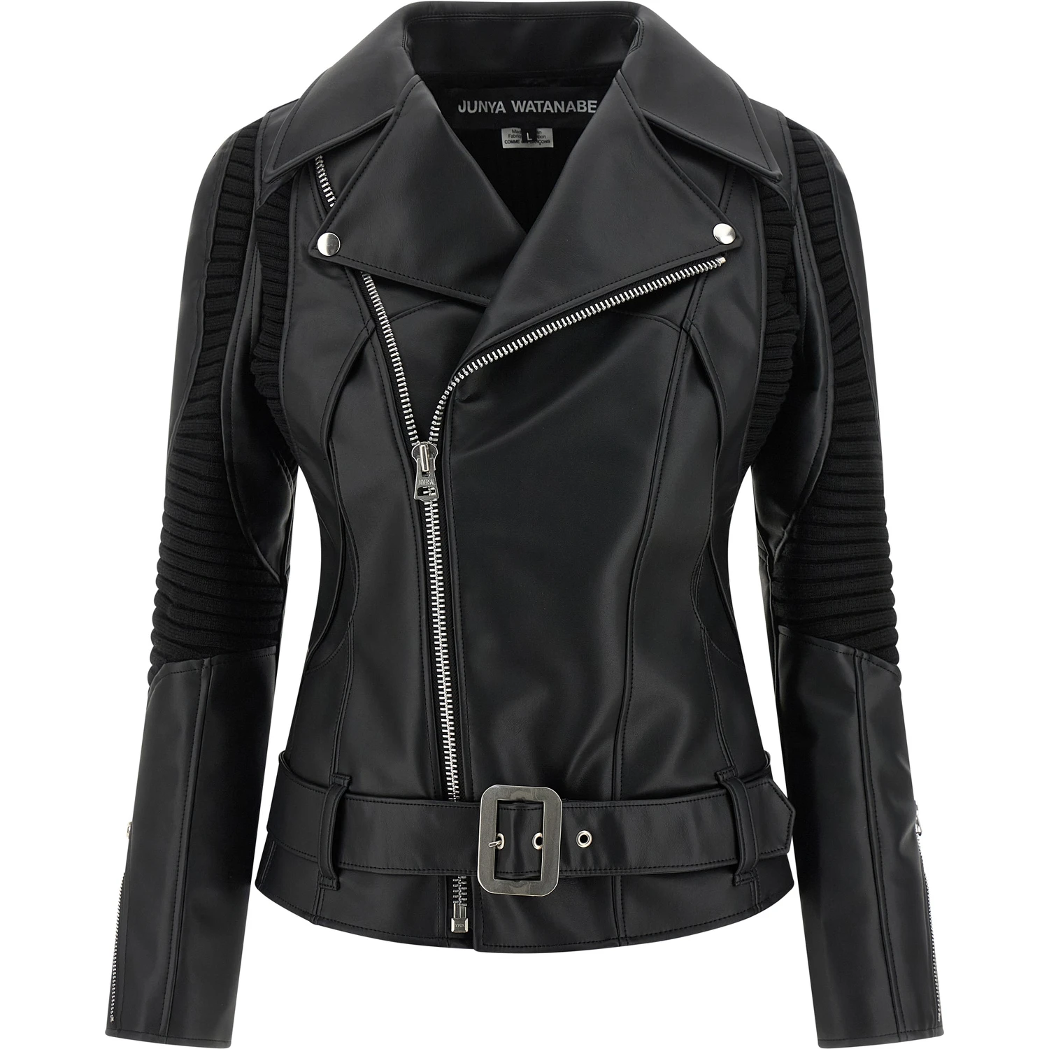 Black Artificial Leather Biker Jacket