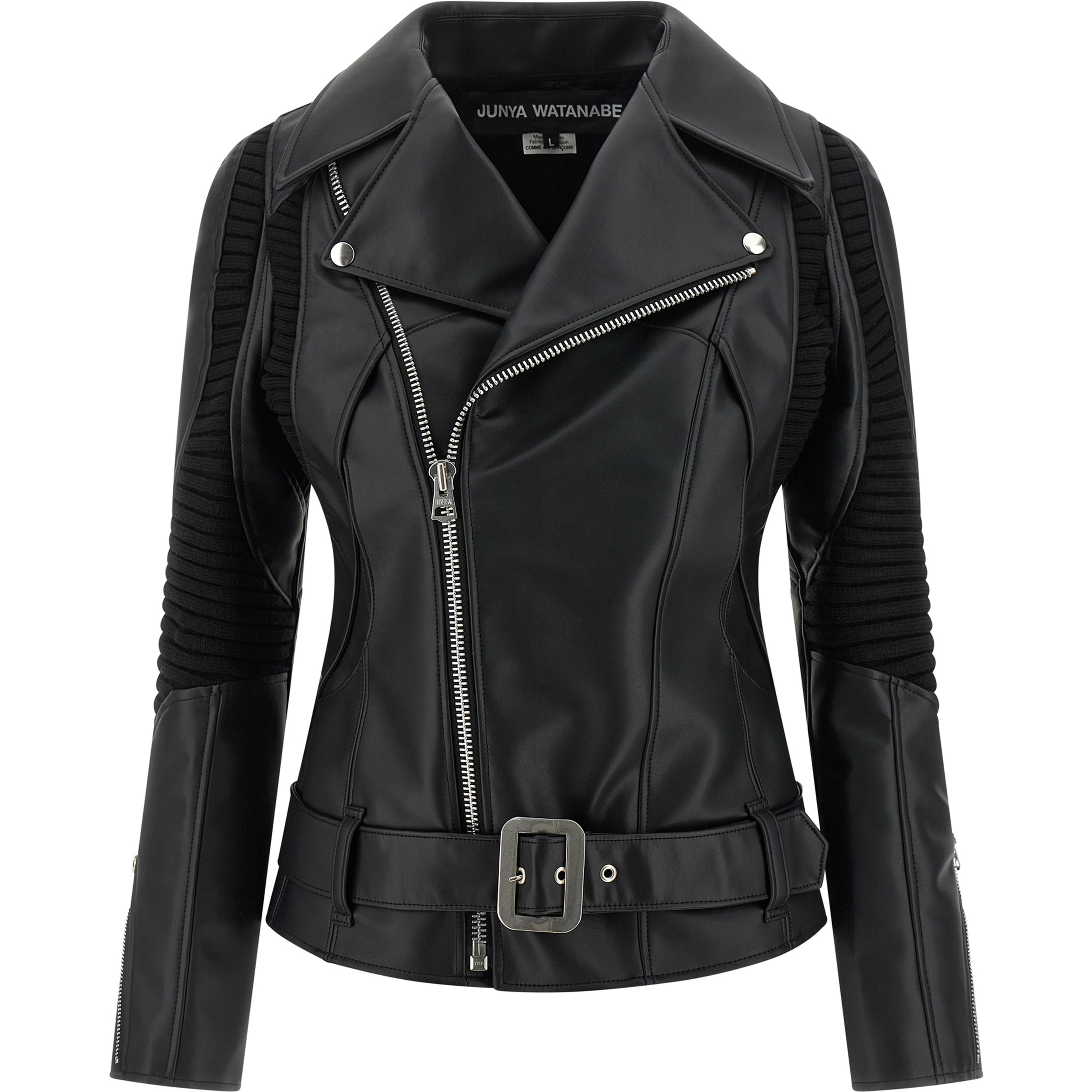 Black Artificial Leather Biker Jacket