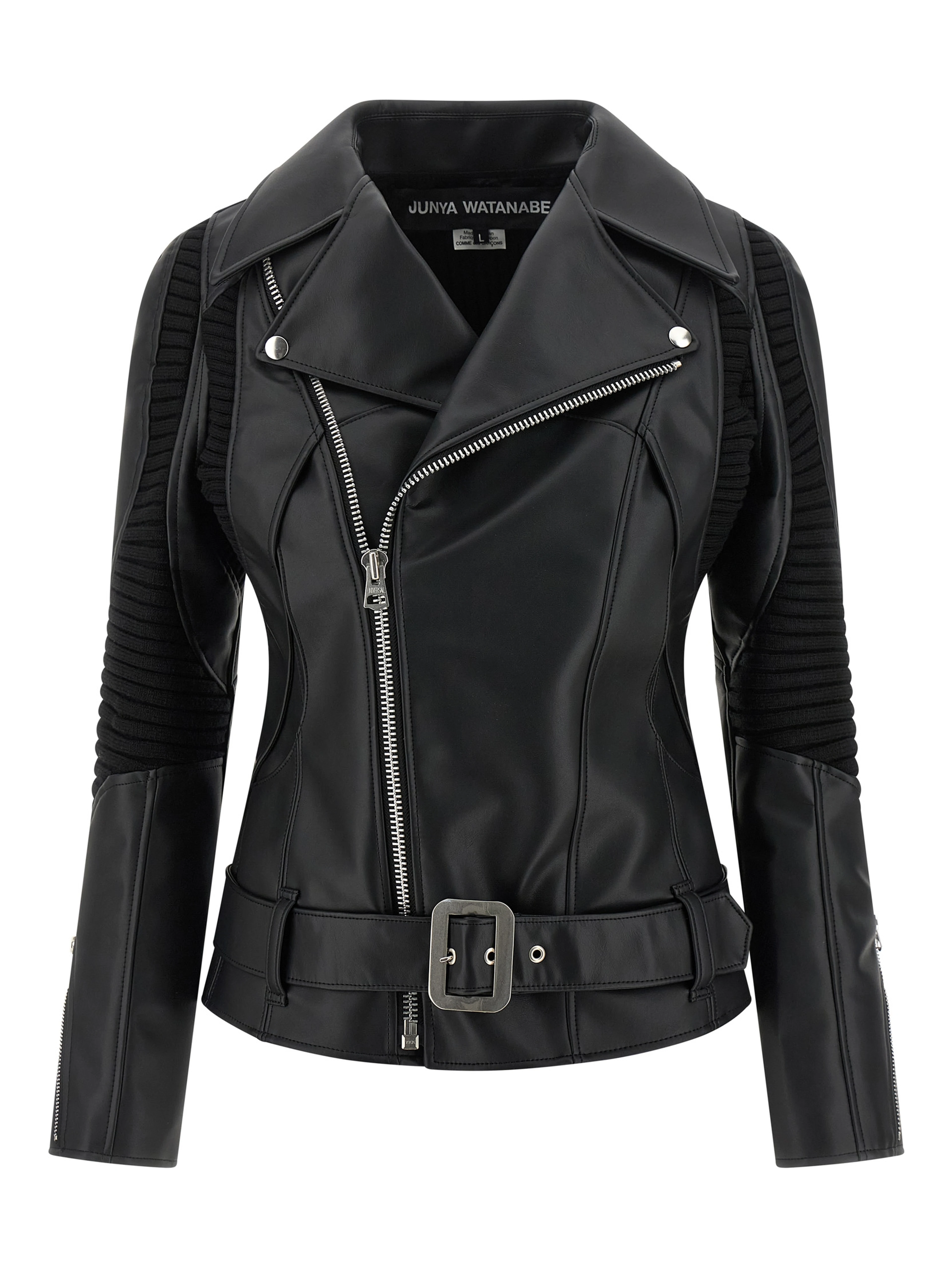 Black Artificial Leather Biker Jacket
