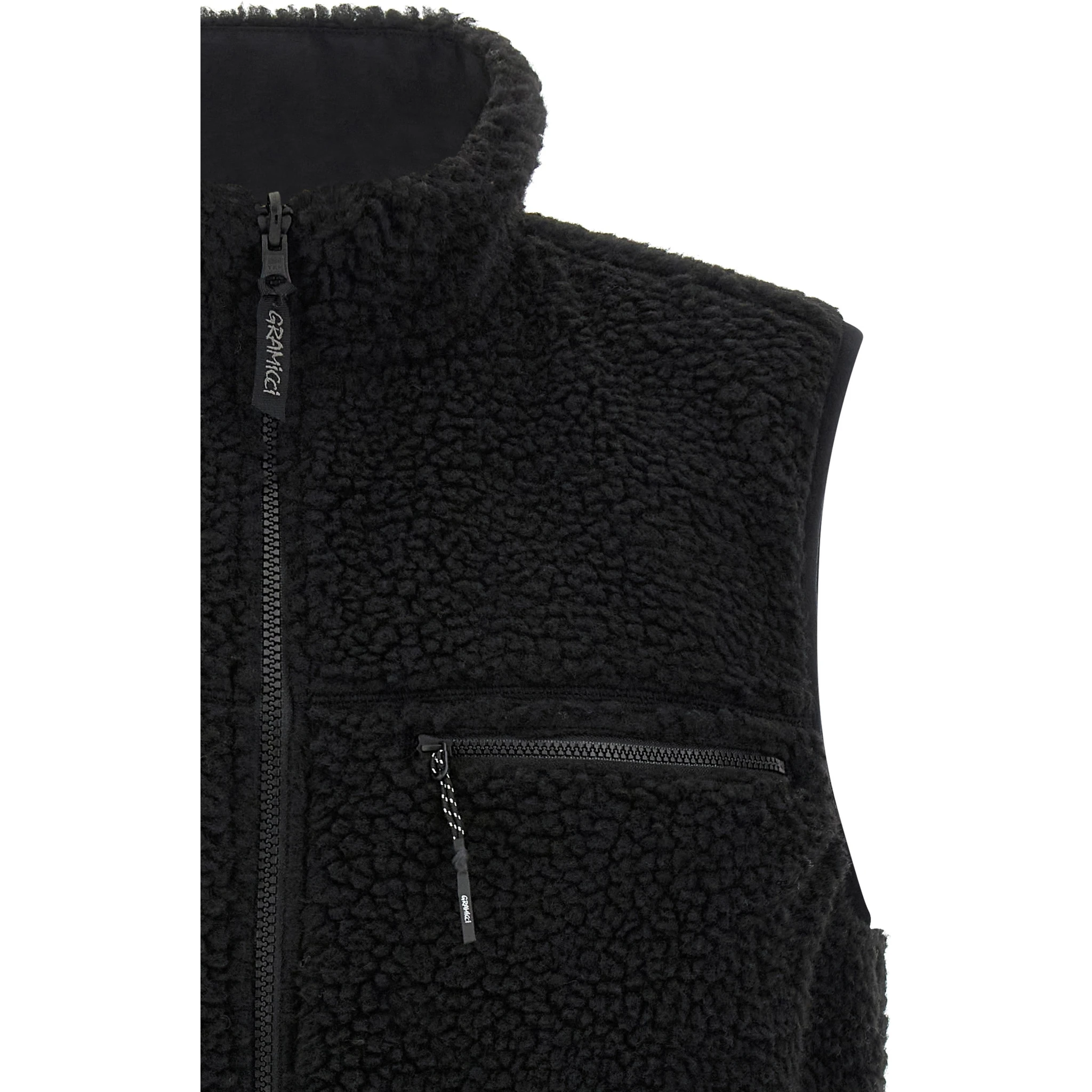 Black Polyester Sleeveless Jacket