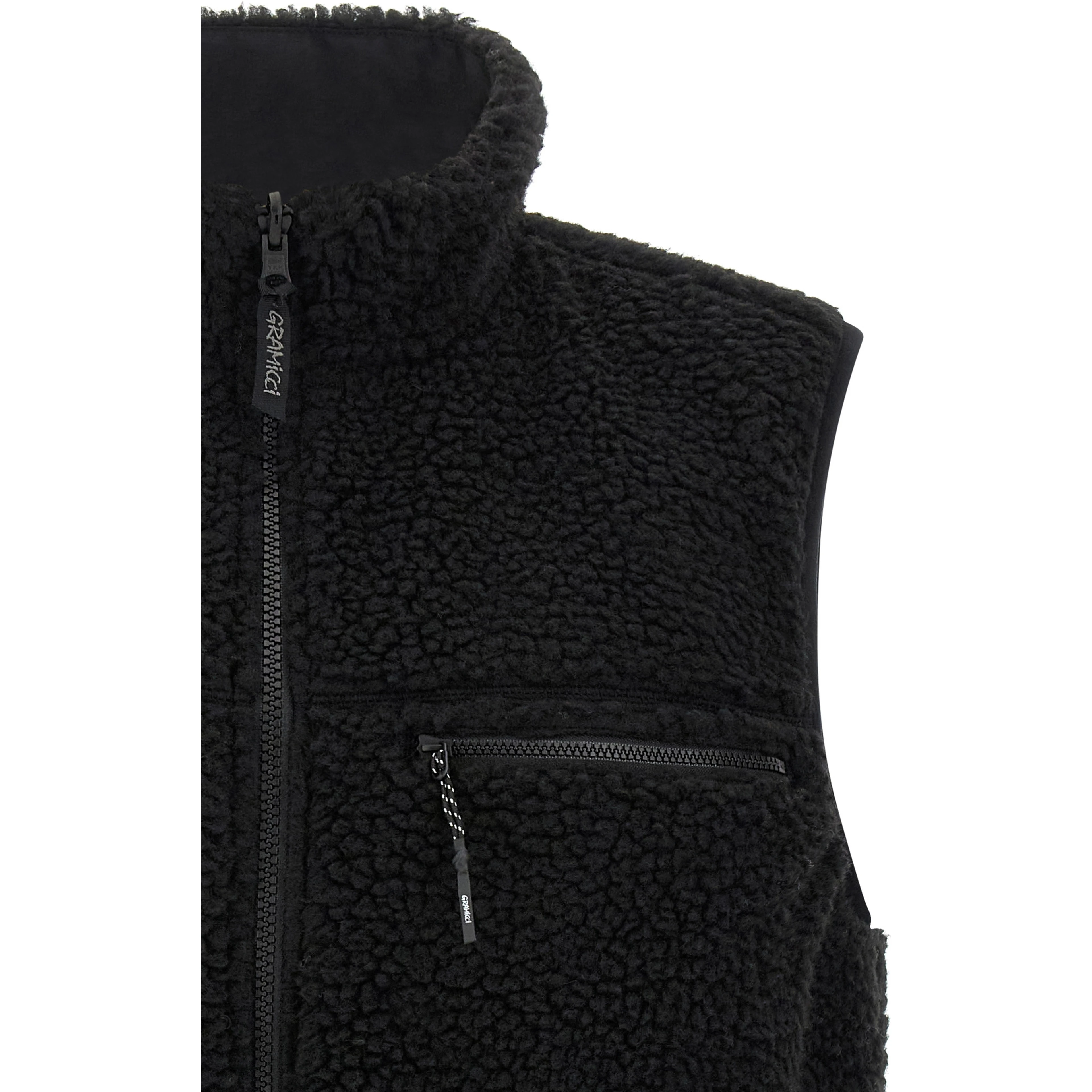 Black Polyester Sleeveless Jacket