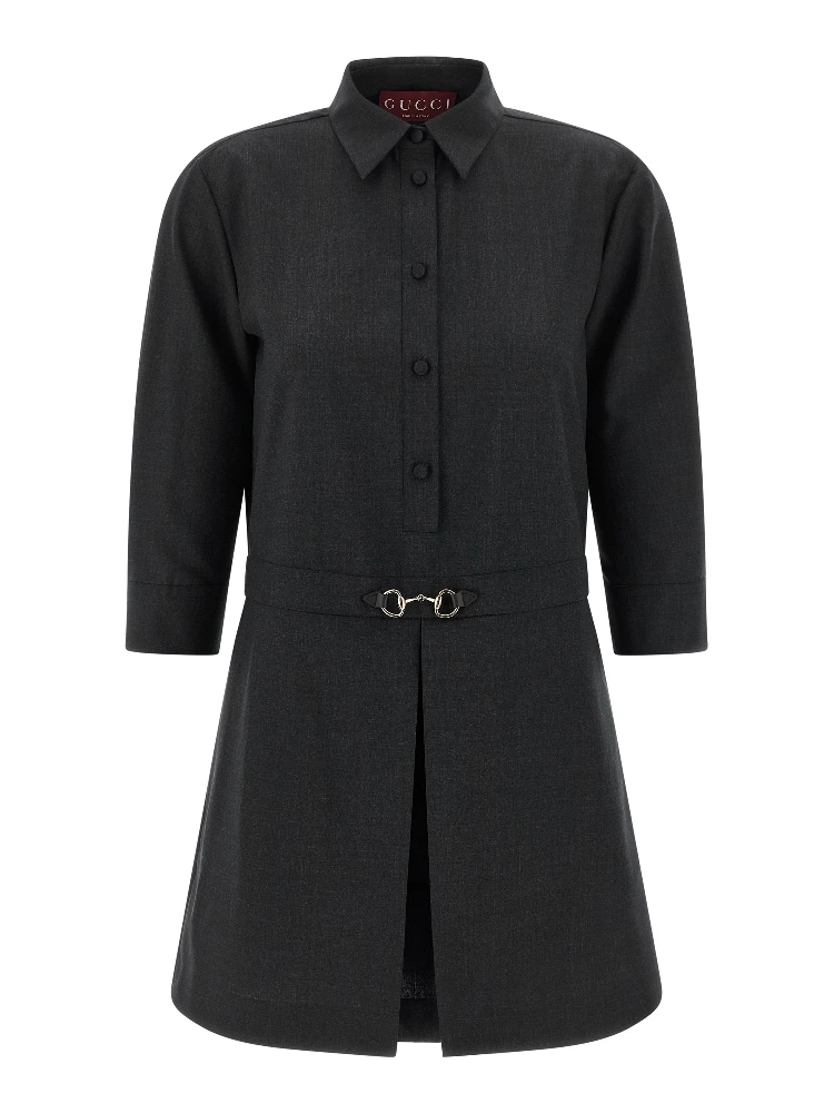 Gray Wool Short Dress