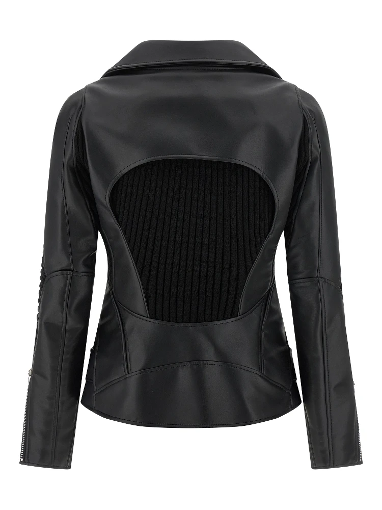 Black Artificial Leather Biker Jacket alternative