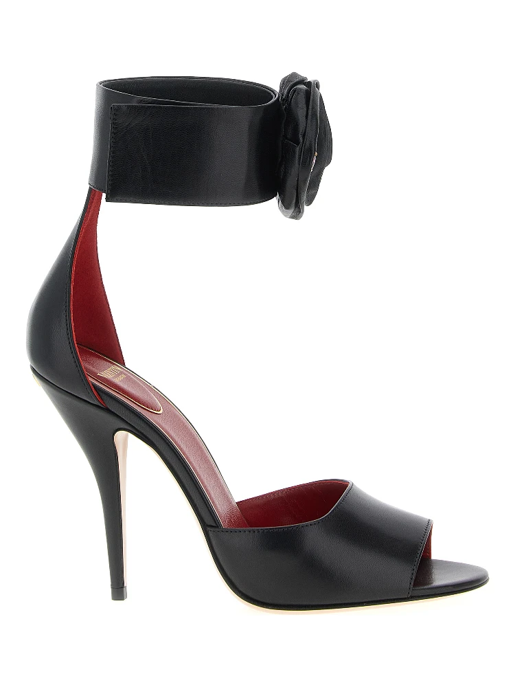 Black Calfskin Stiletto Heel Sandals