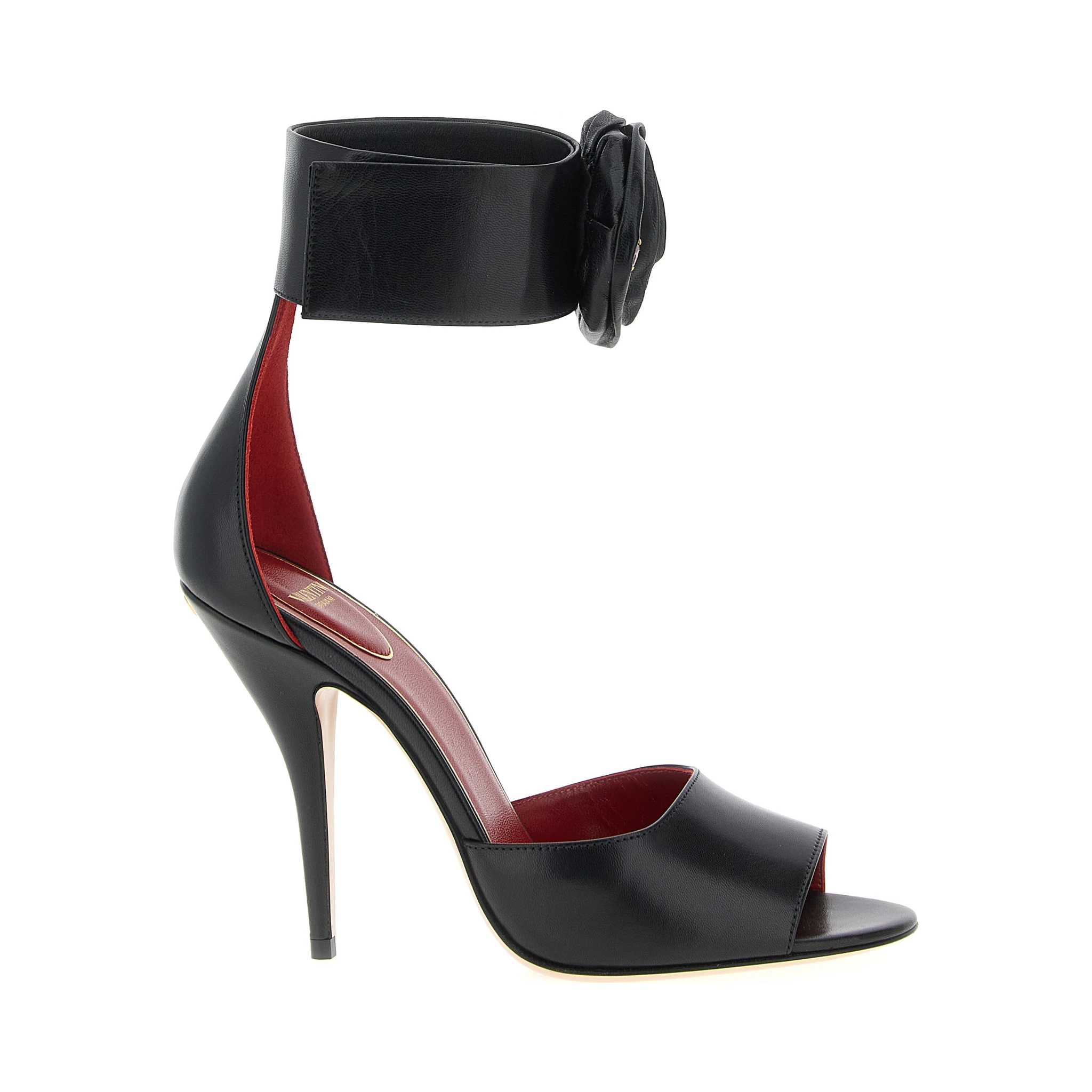 Black Calfskin Stiletto Heel Sandals